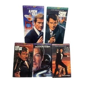 James‎ Bond 007 VHS Lot 5 Movies Roger Moore Moonraker Live and Let Die MGM UA